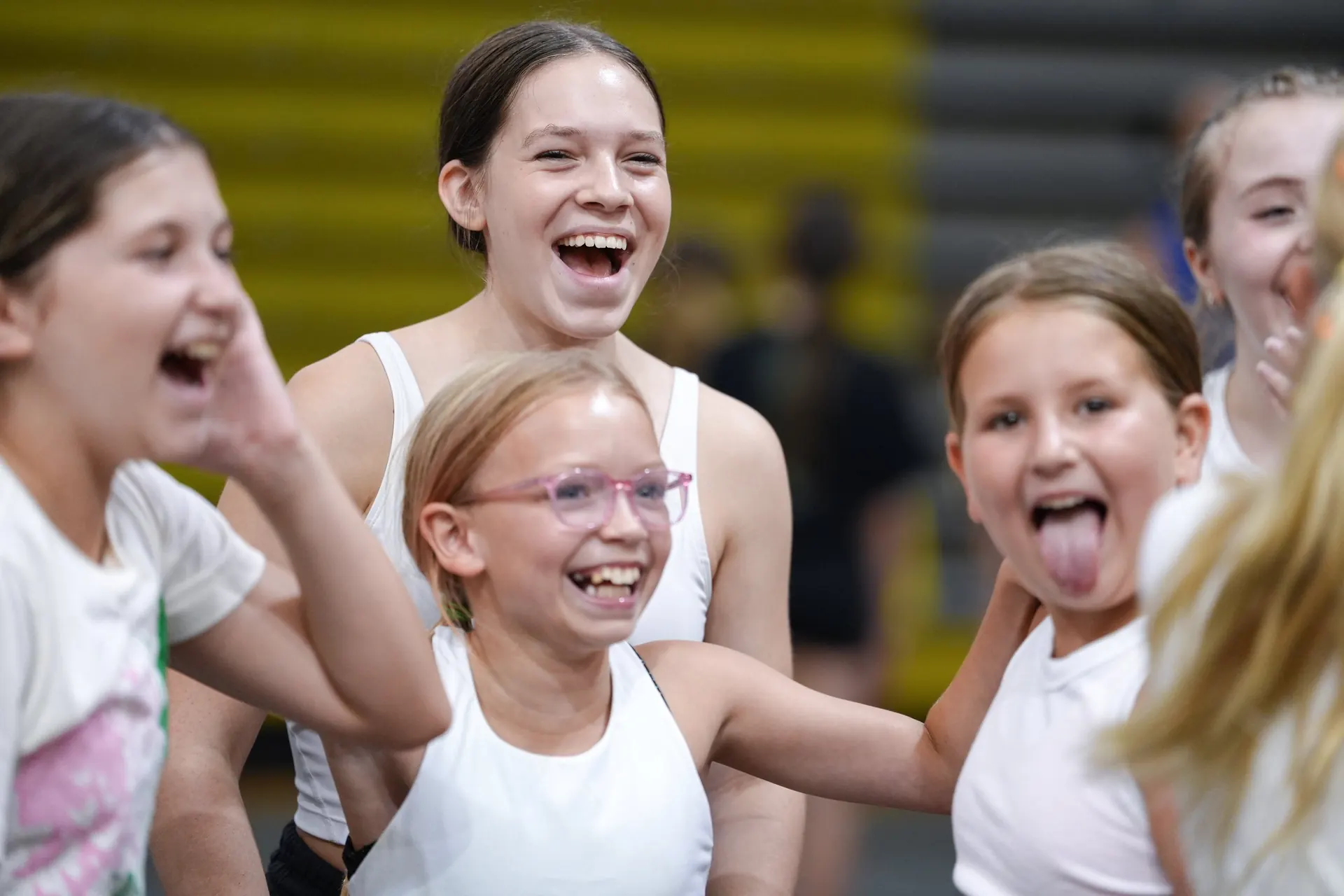 Campers laughing together